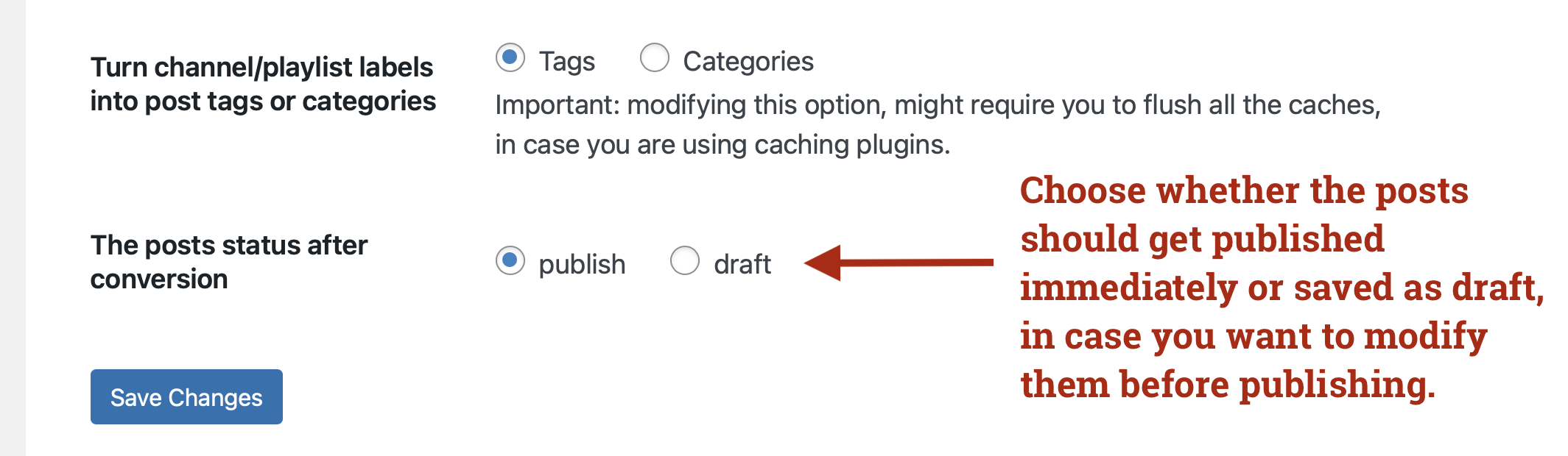 publish or draft post