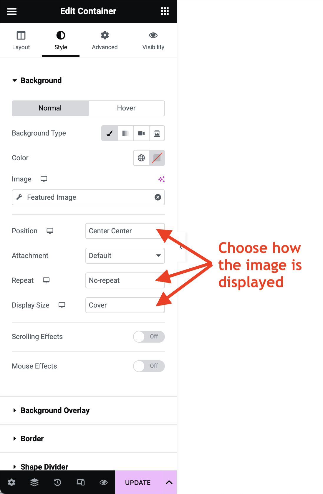 choose how the image is displayed