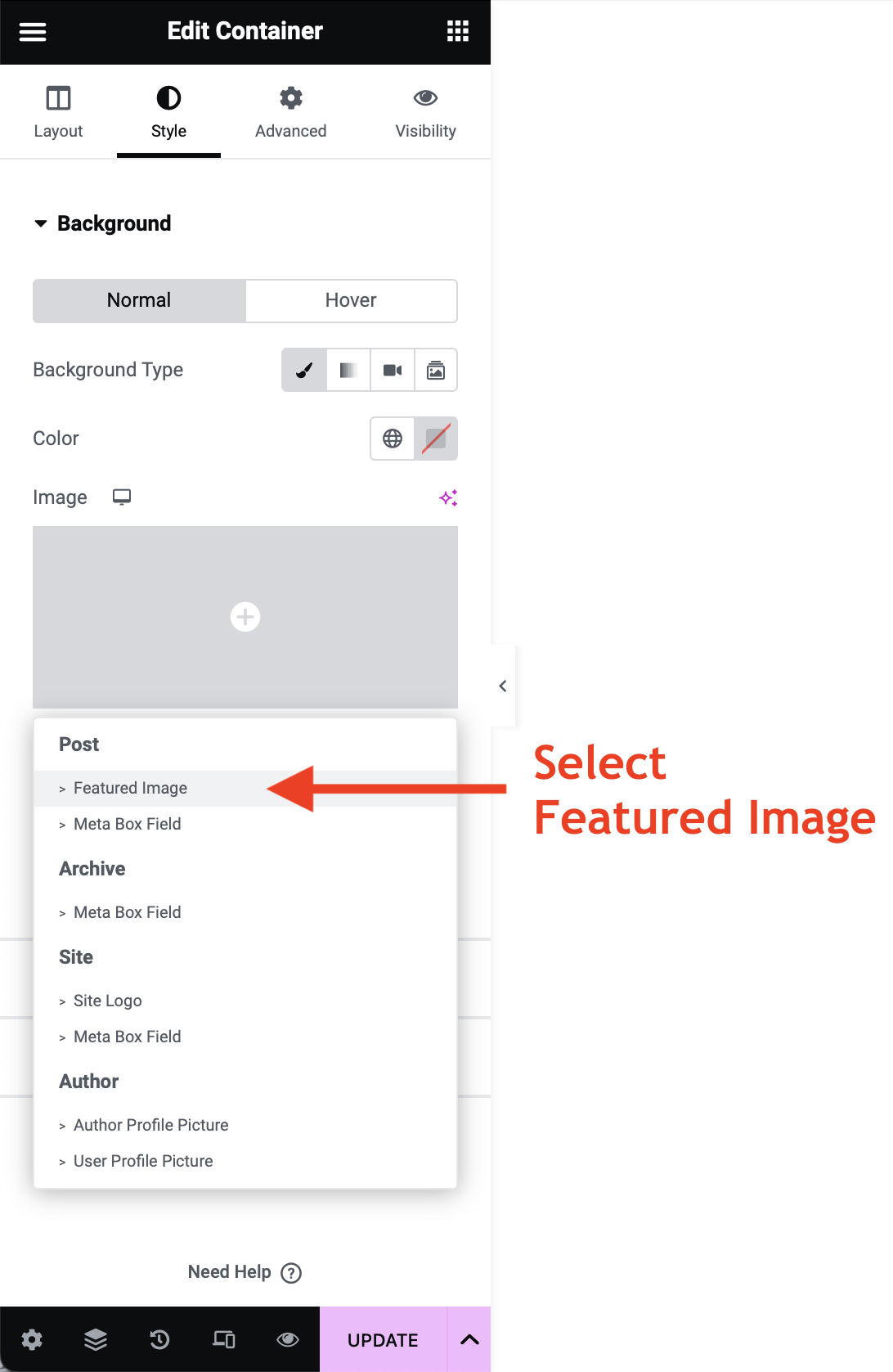 selecting featured image